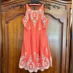 Beautifully embroidered coral sundress!
